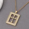 Pendant Necklaces 2023 Lover's Matched Necklace Square Cross Zircon Women/ Men's Golden Copper