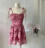 Robes décontractées l'été féminine Belle mini robe rose floral Lady Chic Streetwear de vacances