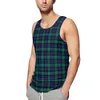 Herren -Tanktops Blau und weißer Schachbrett Top Männer Rennflagge kariert Workout Übergroße Sommer coole grafische ärmellose Westen