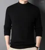 Men's Sweaters Winter Mock Neck Sweater Men Solid Color Warm Pullovers Man Half Turtleneck Knitwear Fashion Brand Casual Mens Clothing