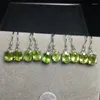 Strand Natural Olivine Facettered Stone Drop Earrings Energy Gemstone For Women Stretch Smycken Healing Birthday Present