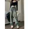 Women's Jeans Y2K Emo Korean Acubi Blue Vintage Baggy Grunge Wide Leg High Waist Denim Pants Straight Trousers Women Clothes Oversize