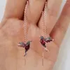 Stud Paar Unieke Lange Oorbellen Vogel Hanger Kwastje Kristal Dames Sieraden Ontwerp Kleuren Kolibrie EarringStud Kirs22284B