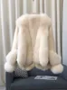 Frauenfell Kunstpelz Vollleder -Simulation Fuchsfell Mantel für Frauen integrierte Winter warme Schaffellgans Down -Kleidung modisch 231202