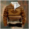 Sweats à capuche pour hommes Automne Hommes Pulls Sweatshirts Zip Up Polaire Manches Longues Patchwork Vintage Bohème Tribal Graphiques Surdimensionnés Tops