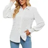 Women's Blouses Office Lady White Button Blouse Women Turn-Down Collor Open T-Shirt Hairball Bubble Long Sleeve Shirt Female Spring Autumn