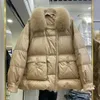 Women's Down Parkas 2023 Winter Women Real Fur 90 White Duck Jacket Short Puffer Coat Kvinna Vintage Mink Patchwork Parka Coats 231202