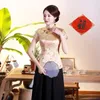 Koszule damskie eleganckie etniczne styl streetwear cheongsam qipao tee mody ubrania tshirts vintage dla kobiet y2k tops ubrania