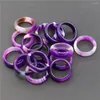 Anneaux de cluster 10pc 6mm unisexe anneau minéral naturel pierre violet rayé agates cristal femmes doigt fête de mariage