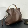 Designer Leews Bags Flamenco-Tasche, große Kapazität, weiches Leder, Kordelzugtasche, Beuteltasche, tägliche Pendel-Einkaufstasche, einfache Wolke, multifunktionale Umhängetasche