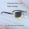 Óculos de sol com lentes fotocromáticas Iced Out Carter Luxo Strass Mudança de Cor Diamante Corte 4 Temporada Óculos Duas Cores Óculos de Sol Preto Chifre de Búfalo Óculos de Sol