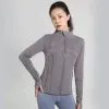 2024 Yoga Veste femme Define's Workout Sport Coat Fitness Veste de fitness Sports rapides Séchon active Top Solid Zip Up Sweatshirt Sport Verre Hot Sell