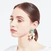 Boucles d'oreilles en acrylique à géométrie exagérée, rétro, coquillages multicouches, fleur de corail pour femmes, bijoux à la mode, 2023