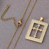 Pendant Necklaces 2023 Lover's Matched Necklace Square Cross Zircon Women/ Men's Golden Copper