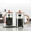 Kaffekrukor Franska Press Tea Maker Thicked Borosilicate Glass Kettle Teapot Rostfritt stål kafé 231201