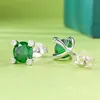 1CT Choucong Brand Stud Earrings Luxury Jewelry Real 100% 925 Sterling Silver Round Cut Emerald Moissanite Diamond Gemstones Sapphire Party Women Earring Gift