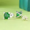 1CT Choucong Marka Saplama Küpe Lüks Takı Gerçek 100% 925 STERLING Gümüş Yuvarlak Kesim Emerald Moissanit Elmas Taş Taşları Safir Partisi Kadın Küpe Hediyesi