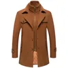 Jaquetas masculinas casuais casaco cor sólida gola dupla conversível acolchoado casacos moda masculina de lã ao ar livre outwear