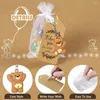 Keychains 10Pcs Baby Shower Souvenirs Gift Bear Keychain With Bag Birthday Party Supply Girl Boy Kids Thank You Kraft Tag