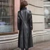 Casaco de couro feminino 2023 jaqueta genuína primavera outono feminino real pele carneiro longo trench coats chaquet