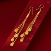 Dangle Earrings Pure 14k Gold Wheat Tassel For Women Water Drops Bridal True 999 Valentine's Day Exquisite Jewelry Gifts