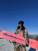 Pantalon de ski à bretelles pour femme, combinaison de Ski à grande fleur, planche simple, Double coupe-vent, imperméable et chaud, ensemble professionnel pour 231202