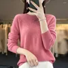 Women's Sweaters First-Line Ready-To-Wear Pure Wool Round Neck Knitted Sweater Ladies Hollow Hook Flower Head Solid Color Bottoming Shirt