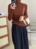 Maglioni da donna in lana tinta unita interno usura lavorato a maglia maglione di fascia alta 2023 autunno e inverno collo alto stile coreano dimagrante Botto