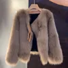 Top de peles de alta qualidade e ambientalmente amigável para mulheres, 2023 inverno novo pêlo integrado pequeno casaco perfumado para mulheres