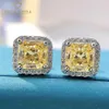 Stud GICA 925 Sterling Silver 7 7mm Rosa Amarelo Alto Carbono Brincos de Diamante para Mulheres Espumantes Casamento Fine Jewelry Gift3057