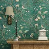 American Pastoral Flower and Bird Wallpaper Vintage Bpple Tree Mural Tapety Roll Zielony żółty papier papierowy papier Peint322g