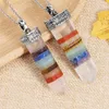 7 Chakra Sword Necklace Men Healing Natural Stone White Crystal Hexagonal Pendant Amulet Jewelry 2024 Nyårsgåva