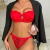 Bras Sets Lace Bra Set Women Floral with Lace Bra Panty Lingerie Set Push up Fashion Sexy Gather Black UnderwearL231202