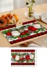 Table Mats Christmas Winter Red Ball Kitchen Dining Decor Accessories 4/6pcs Placemat Heat Resistant Tableware Pads