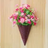 Decorative Flowers Artificial Rattan Basket Wall Hanging Door Pendant Decor Simulation Flower Plant Wreaths Home Garden Party Decoration