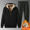 Survêtements pour hommes Ensemble de course à pied de sport Tenue de sport Garder au chaud Ensemble de sport Doublure en velours Costume de gymnastique Hommes Hiver Chaud Épaississement Survêtement Hommes 231202