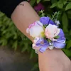 Wedding Flowers 3pcs Romantic Artificial Hand Rosette Wrist Corsage 2023 Bridesmaid Bracelet Party Prom Accessories