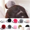 Hårtillbehör Lady Girl Faux Fluffy Ball Pom Scrunchies Pompon elastisk hästsvanshållare Rope slipsar bobbles 100 st droppleverans P DHFGJ