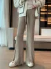 Kvinnors byxor 2023 Autumn Winter Korean Fashion Loose Cervatile Floor Length High midja