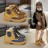 Ботинки для девочек и мальчиков, кожаные ботильоны с застежкой-молнией на шнуровке, уличные походные водонепроницаемые противоскользящие прочные боевые ботинки для детей r231202