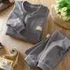 Pajamas Children's Pajamas Sets Thickened Warm Sleepwear for Kids Stripe Baby Pyjamas Boys Girls Thermal Underwear Velvet Baby Homewear 231202