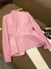Giacca da donna in finta pelle Lautaro primavera elegante corta rosa morbido Pu Blazer manica lunga slim fit giacche di lusso per donna moda elegante 5XL 231201