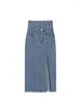 Rokken 2023 Retro Koreaanse stijl bandage lange denim hoge taille knoopzakken split vintage hippie jeans recht