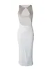 Casual Dresses Women's Long Evening White Sleeveless Open Back Hollow Out Party