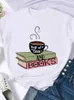 Women's T Shirts Coffee Read Good Books T-shirts Summer Women T-shirt Casual Tshirt Fashion Novelty Print Tee Girl Short-sleeve