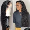 Perruques synthétiques 13x4 lâche vague profonde cheveux humains brésiliens 32 34 pouces perruque avant de dentelle bouclée transparente pour les femmes noires livraison directe Pro Dhahz