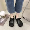 Zapatos de vestir Calzado de verano para mujer Negro para mujer 2023 Pisos planos Punta redonda Kawaii Lindo Blanco Chic y elegante Marca genuina Moda