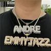 Pendentif Colliers Hip Hop Nom personnalisé Zircon cubique Couronne goutte à goutte glacé lettres à bulles chaîne pendentifs pour hommes bijoux tennis cubain 231201