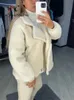 Manteau en fausse fourrure pour femme, veste ample à gros revers en laine d'agneau recouverte de boutons, mode décontractée, douce et chaude, automne hiver 2023, 231201