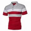 Herrpolos vårpolo t -shirt för män långärmad mode sportkläder casual bred randig polo homme lapel manliga toppar kläder my906 231202